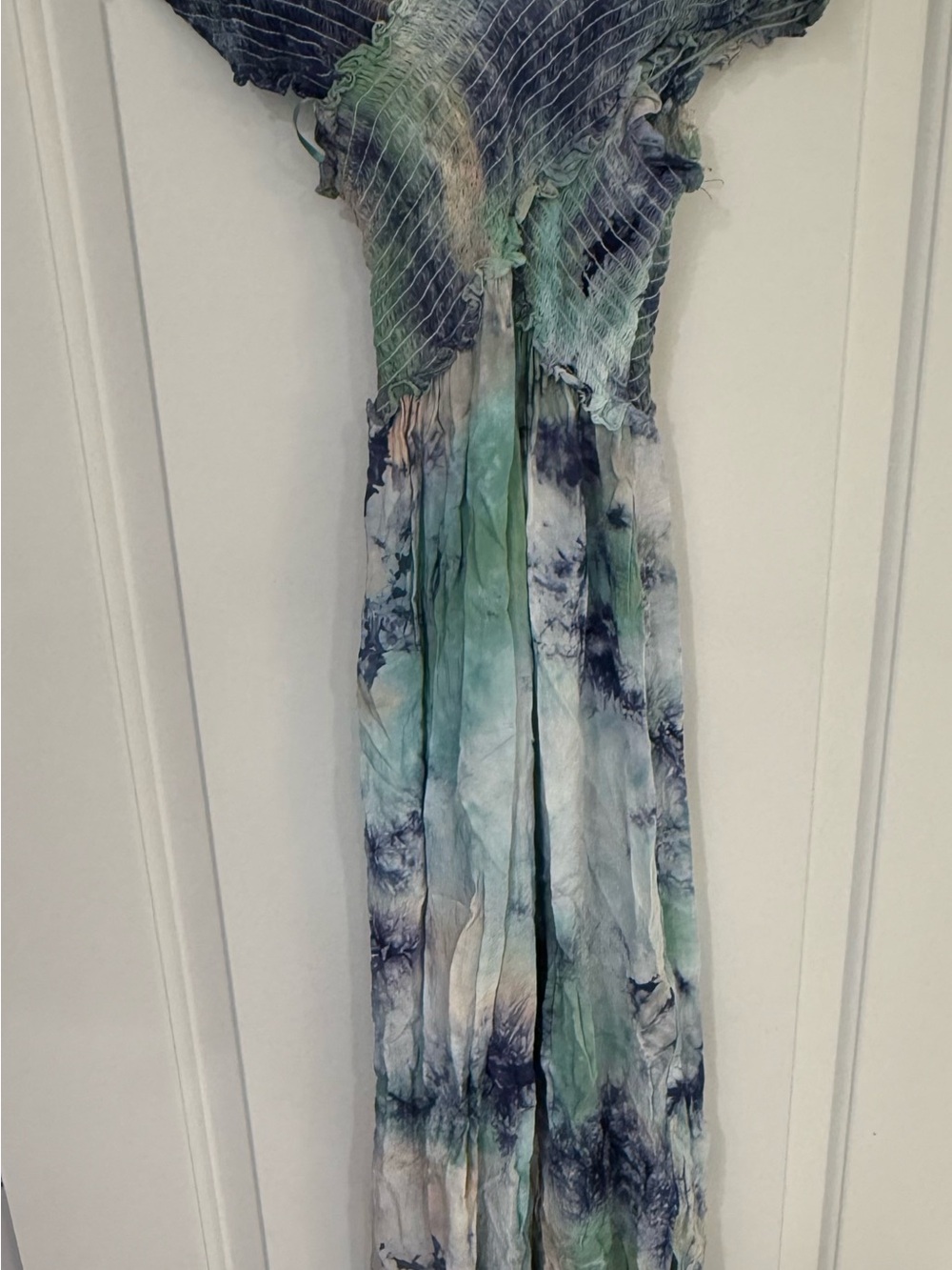 Aqua Women's Maxi Dress in Green, Blue and White Tie-Dye